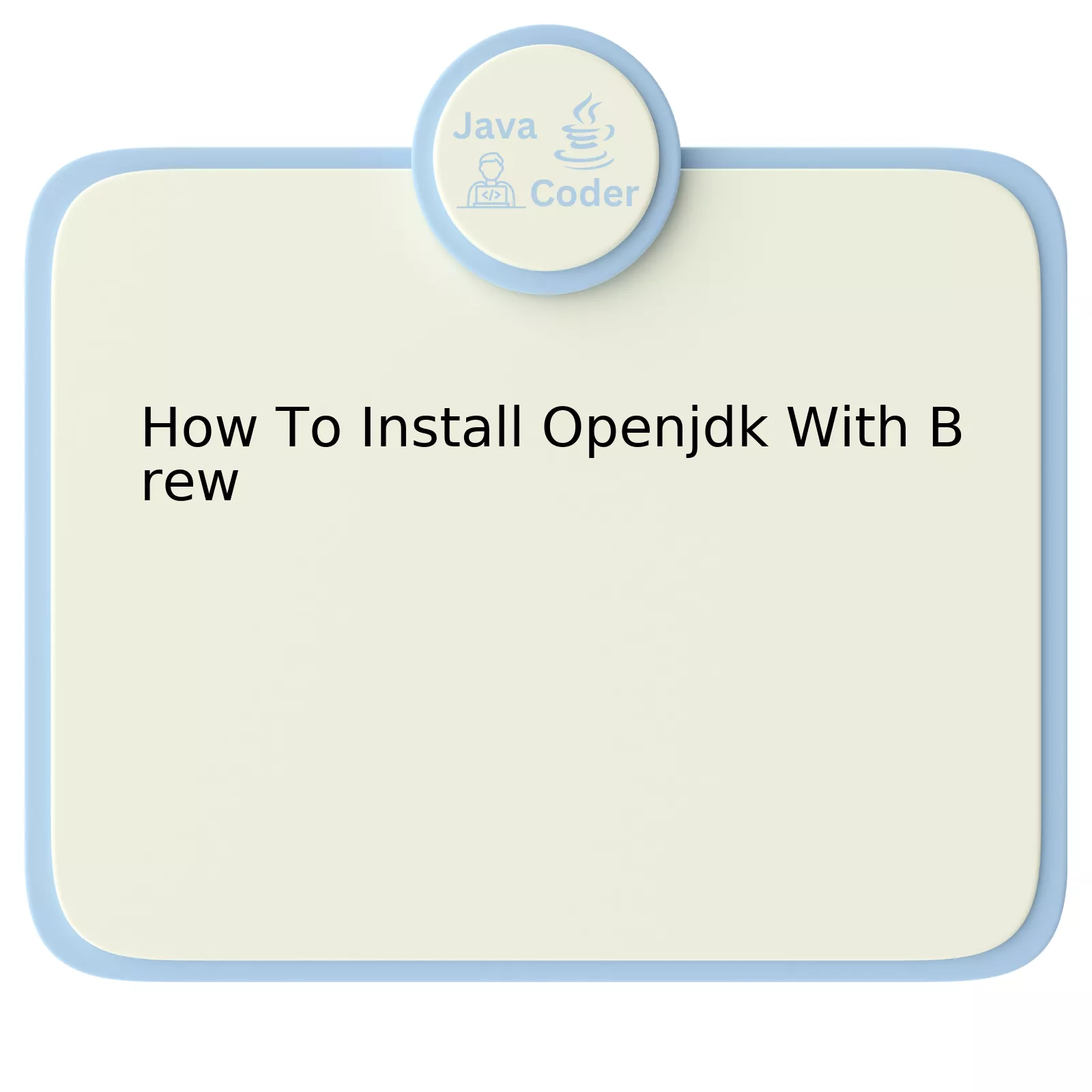 How To Install Openjdk With Brew