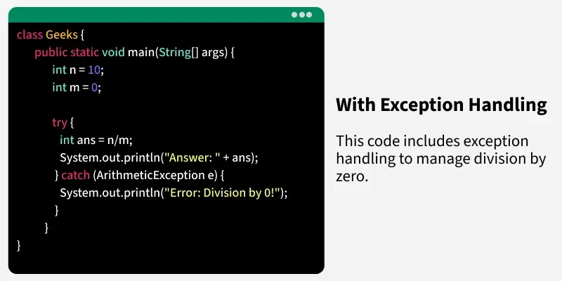 Java exception handling code - Java Exception Handling - GeeksforGeeks