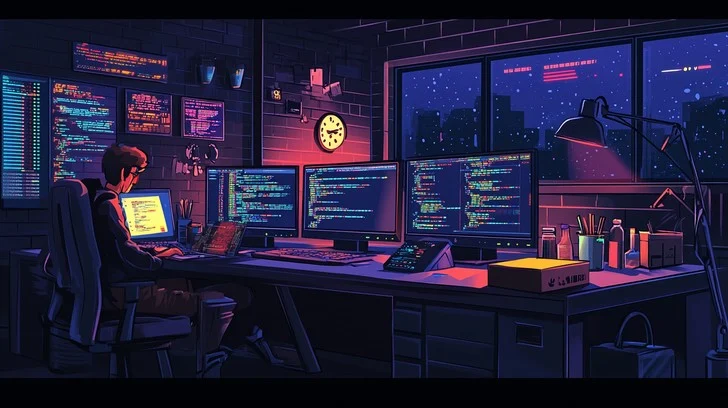 programmer coding at night - Free Nighttime Coding Session Image - Technology, Programmer ...